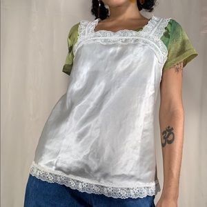 Vintage Christian Dior White Lace Tank Top